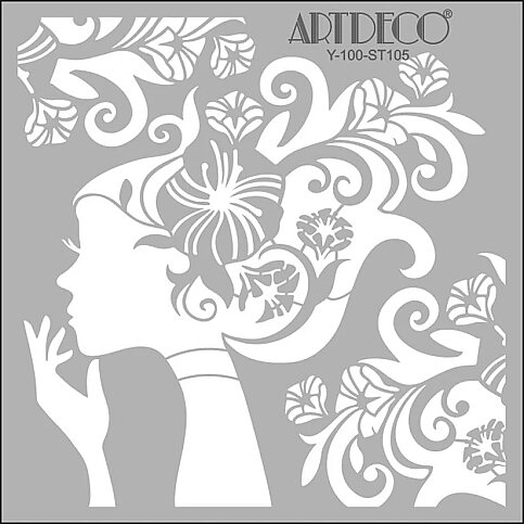ARTDECO ST105 STENCİL BOYAMA ŞABLONU ÇİÇEK KIZ 30x30cm (Y-100-ST105) - 1