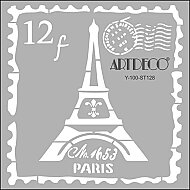 ARTDECO ST128 STENCİL BOYAMA ŞABLONU PARİS PULU 30x30cm (Y-100-ST128) - ARTDECO