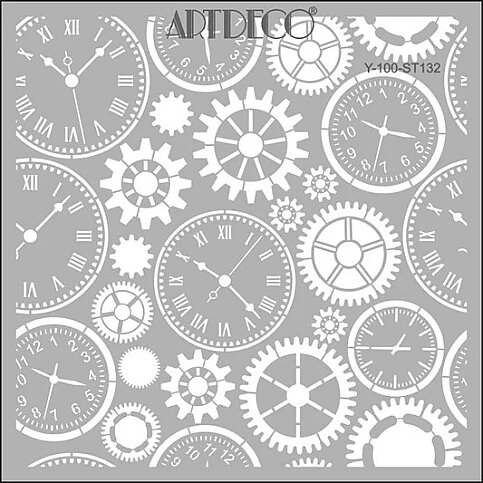 ARTDECO ST132 STENCİL BOYAMA ŞABLONU ÇOKLU SAAT 30x30cm (Y-100-ST132) - 1