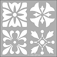 ARTDECO ST141 STENCİL BOYAMA ŞABLONU 4LÜ TALEVERA 30x30cm (Y-100-ST141) - ARTDECO
