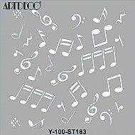 ARTDECO ST183 STENCİL BOYAMA ŞABLONU NOTALAR 30x30cm (Y-100-ST183) - ARTDECO