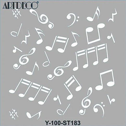 ARTDECO ST183 STENCİL BOYAMA ŞABLONU NOTALAR 30x30cm (Y-100-ST183) - 1