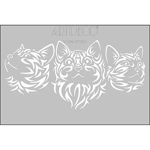 ARTDECO ST201 STENCİL BOYAMA ŞABLONU ÜÇ KEDİ BOYAMA ŞABLONU STENCİL A4 (Y-100-ST201) - 1