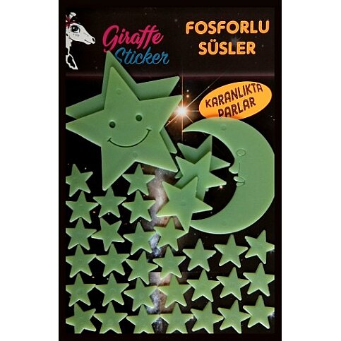 ARTİKEL FS-030 KARANLIKTA PARLAYAN SÜS GİRAFFE FOSFORLU AY VE YILDIZ - 1