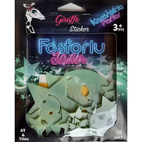 ARTİKEL FS-039 KARANLIKTA PARLAYAN SÜS GİRAFFE FOSFORLU GEZEGEN VE YILDIZ - 1