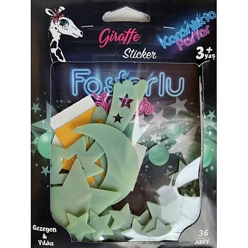 ARTİKEL FS-039 KARANLIKTA PARLAYAN SÜS GİRAFFE FOSFORLU GEZEGEN VE YILDIZ - 1