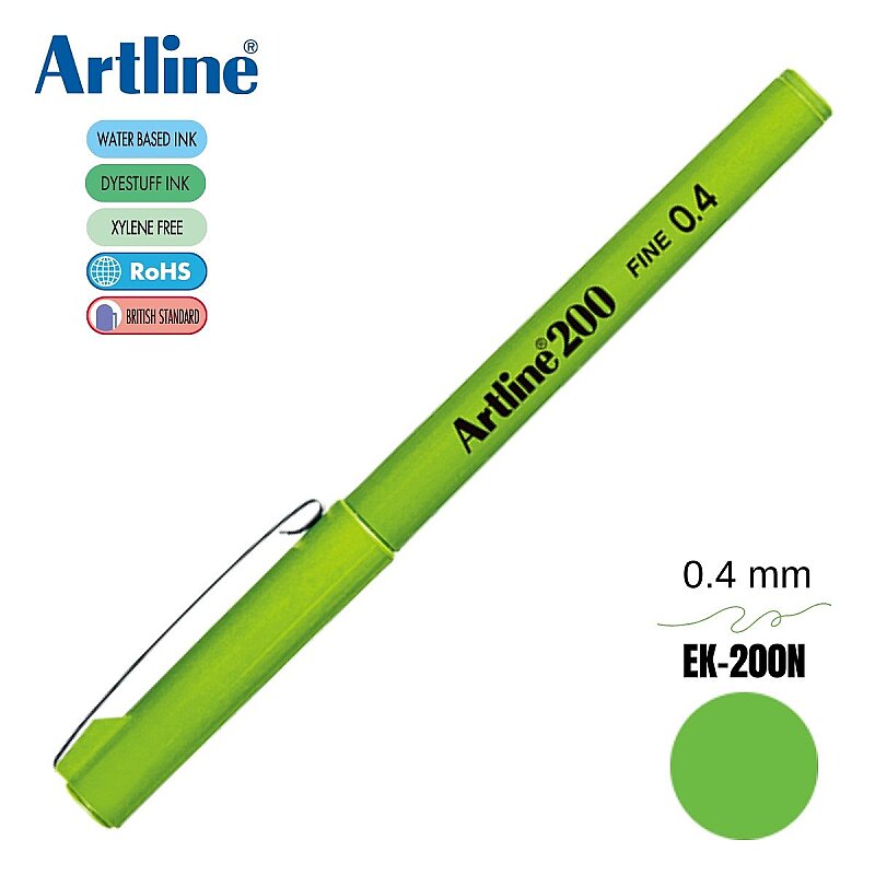 ARTLİNE EK-200N FİNELİNER KEÇE UÇLU KALEM 0.4mm FISTIK YEŞİLİ (A-EK-200N Y.GREEN)