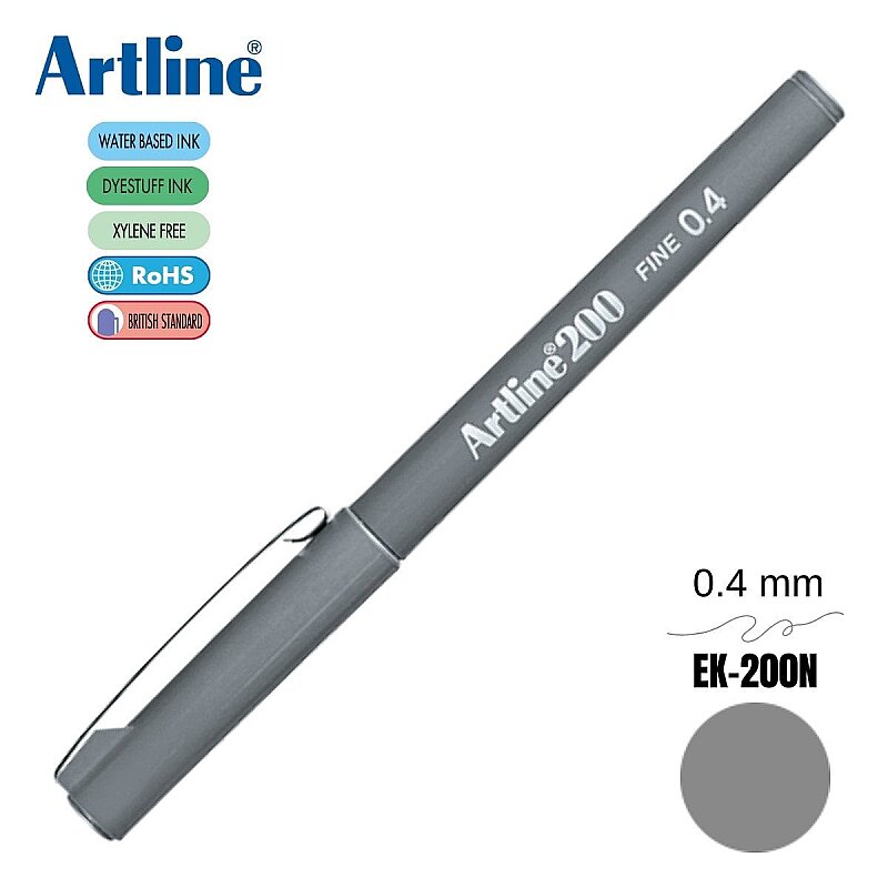 ARTLİNE EK-200N FİNELİNER KEÇE UÇLU KALEM 0.4mm GRİ (A-EK-200N GREY)