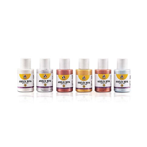 Adel Akrilik Boya 6 Renkx25ml Metalik Renkler (000050) - 1