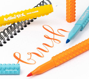 Artline Etx-F Stix Brush Markör Esnek Fırça Uçlu Keçeli Kalem Turuncu (A-Etx-F Orange) - 2