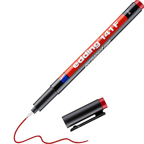 EDDİNG 141F ASETAT-CD KALEMİ 0.6mm KIRMIZI - 1