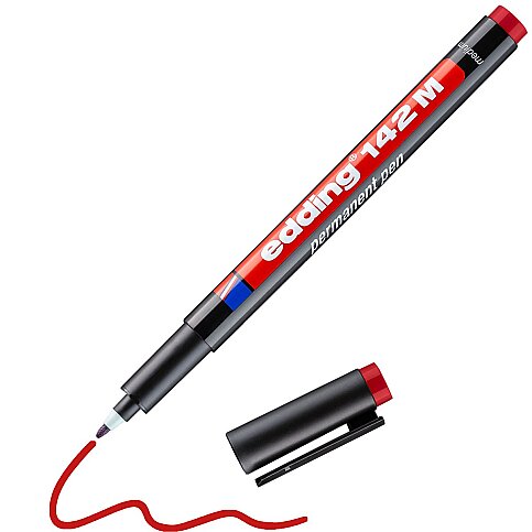 EDDİNG 142M ASETAT-CD KALEMİ 1mm KIRMIZI - 1