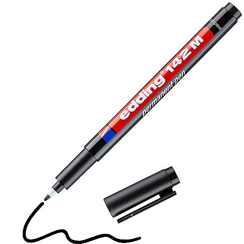 EDDİNG 142M ASETAT-CD KALEMİ 1mm SİYAH - 1