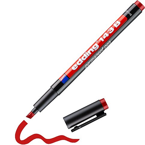 EDDİNG 143B ASETAT-CD KALEMİ 3mm KIRMIZI - 1