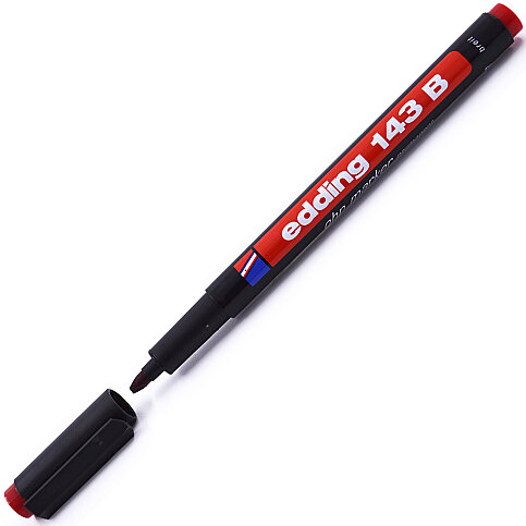 EDDİNG 143B ASETAT-CD KALEMİ 3mm KIRMIZI - 1