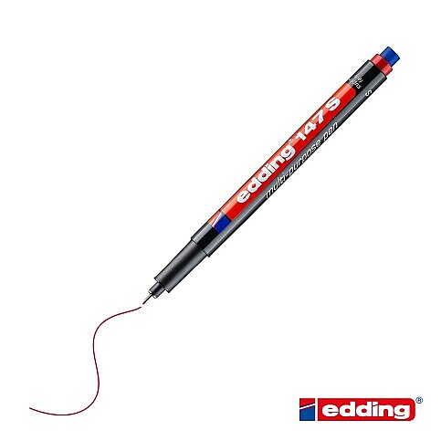 EDDİNG 147S ASETAT-CD KALEMİ 0.3mm SİLGİLİ KIRMIZI - 1
