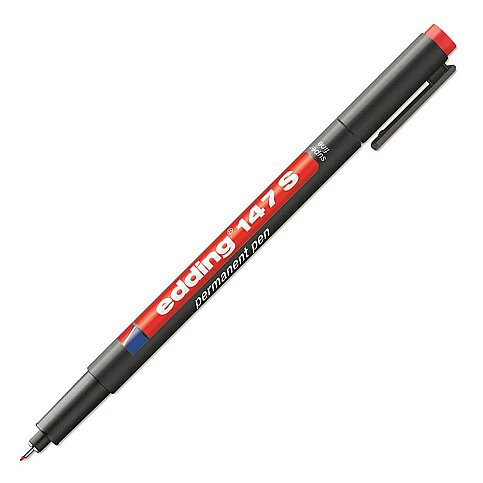 EDDİNG 147S ASETAT-CD KALEMİ 0.3mm SİLGİLİ KIRMIZI - 1