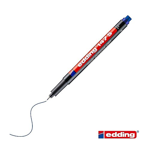 EDDİNG 147S ASETAT-CD KALEMİ 0.3mm SİLGİLİ MAVİ - 1