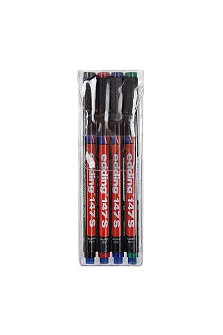 EDDİNG 147S ASETAT-CD KALEMİ 0.3mm SİLGİLİ KARIŞIK 4LÜ - 1