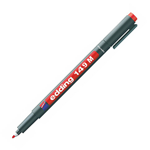 EDDİNG 149M ASETAT-CD KALEMİ 1mm SİLGİLİ KIRMIZI - 2