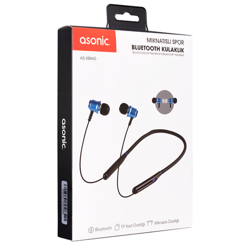 Asonic As-Xbk65 Bluetoth Mıknatıslı Spor Kulaklık Siyah - 1