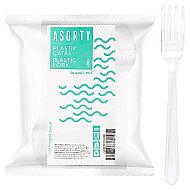 ASORTY LÜKS ŞEFFAF PLASTİK ÇATAL 50Lİ - ASORTY