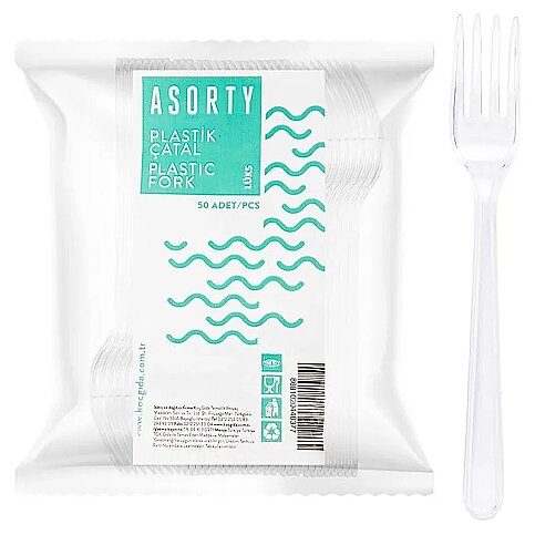 ASORTY LÜKS ŞEFFAF PLASTİK ÇATAL 50Lİ - 1