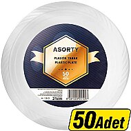 ASORTY PLASTİK TABAK 21cm 50Lİ - ASORTY