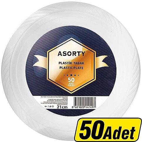 ASORTY PLASTİK TABAK 21cm 50Lİ - 1