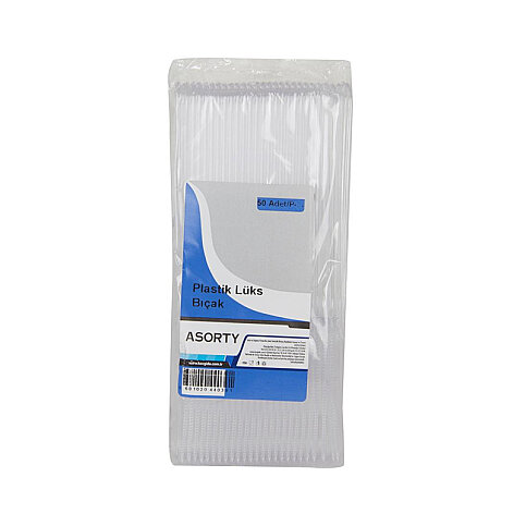ASORTY UZAY ŞEFFAF PLASTİK BIÇAK 50Lİ - 1