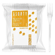 ASORTY UZAY ŞEFFAF PLASTİK ÇATAL 50Lİ - ASORTY
