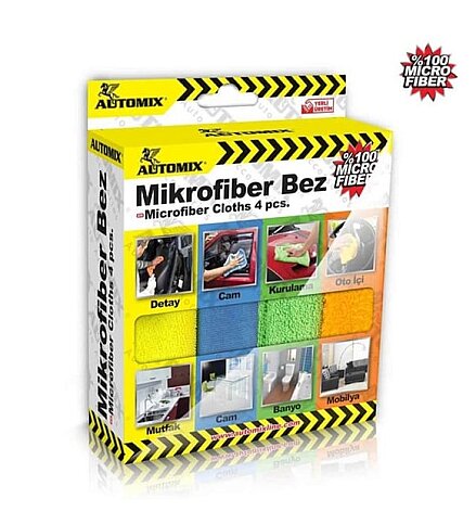 AUTOMİX 23208 MİKROFİBER TEMİZLİK BEZİ 4LÜ - 1