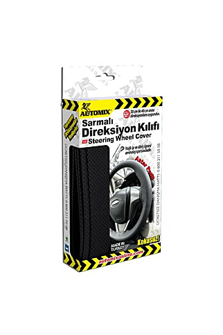AUTOMİX 39509 SARMALI DİREKSİYON KILIFI DÜZ SİYAH - 1