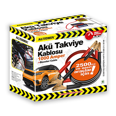 AUTOMİX 44414 AKÜ TAKVİYE KABLOSU 1000A (2500cc ve ÜZERİ ARAÇLAR İÇİN) - 1