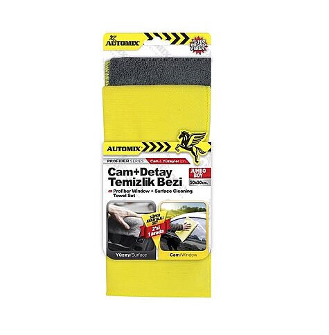 AUTOMİX 44450 CAM+DETAY TEMİZLİK BEZİ 2Lİ 50X50 - 1