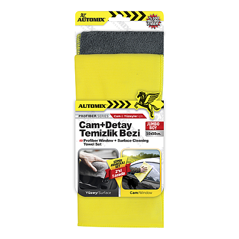AUTOMİX 44450 CAM+DETAY TEMİZLİK BEZİ 2Lİ 50X50 - 1