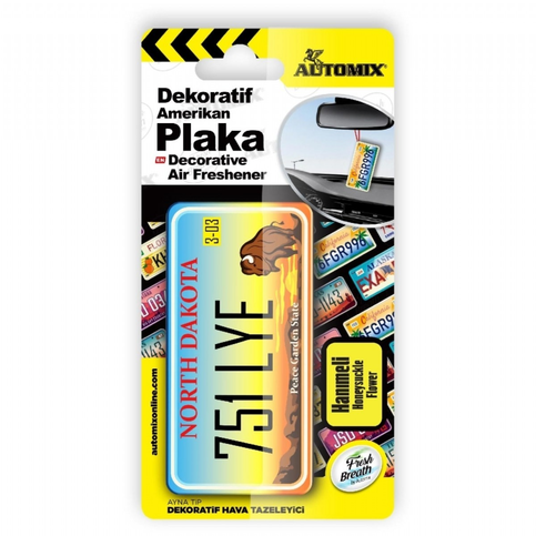 AUTOMİX 44623 AYNA TİP PLAKA DEKORATİF HAVA TAZELEYİCİ ARAÇ KOKUSU NORTH DAKOTA HANIMELİ AUTOMİX 44623 AYNA TİP PLAKA DEKORATİF HAVA TAZELEYİCİ ARAÇ KOKUSU NORTH DAKOTA HANIMELİ