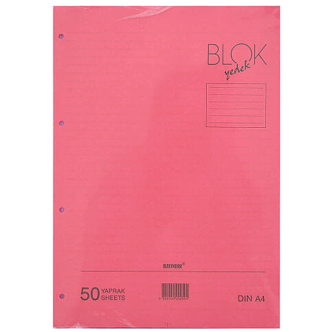BAYINDIR KLASÖR YEDEĞİ A4 ÇİZGİLİ 50 YAPRAK PEMBE - 1