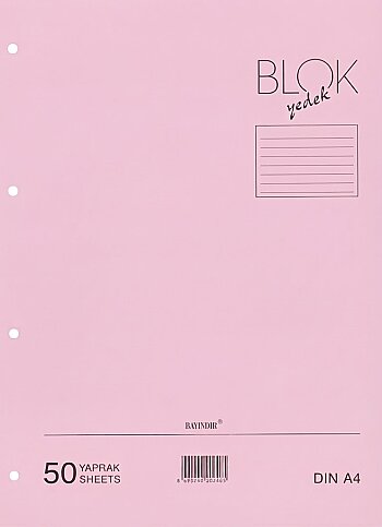 BAYINDIR KLASÖR YEDEĞİ A4 ÇİZGİLİ 50 YAPRAK PEMBE - 1