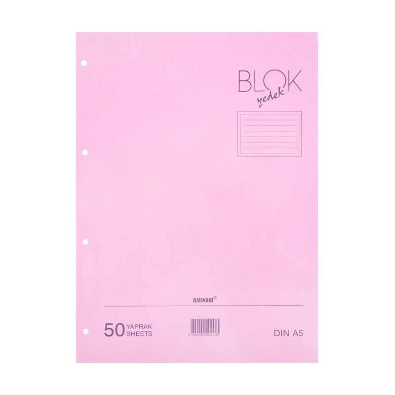 BAYINDIR KLASÖR YEDEĞİ A5 ÇİZGİLİ 50 YAPRAK PEMBE