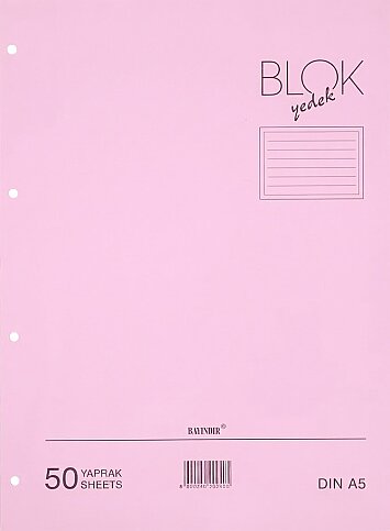 BAYINDIR KLASÖR YEDEĞİ A5 ÇİZGİLİ 50 YAPRAK PEMBE - 1