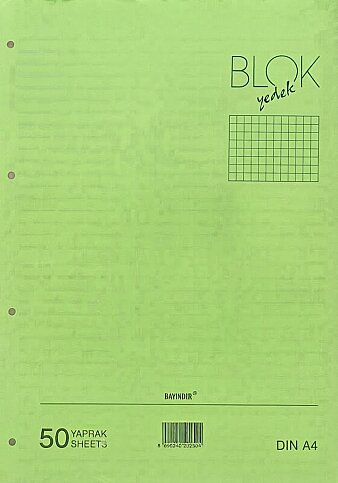 BAYINDIR KLASÖR YEDEĞİ A4 KARELİ 50 YAPRAK YEŞİL - 1