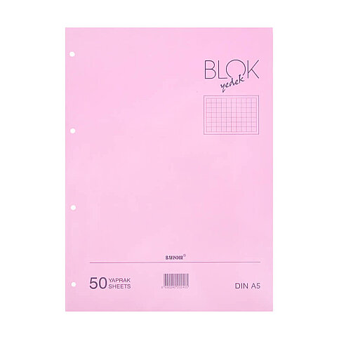 BAYINDIR KLASÖR YEDEĞİ A5 KARELİ 50 YAPRAK PEMBE - 1