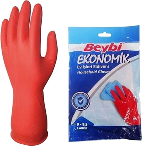 Beybi Ekonomik Bulaşık Eldiveni Large Kırmızı - 1
