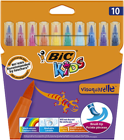 BİC KİDS VİSA FIRÇA UÇLU KEÇELİ KALEM 10 RENK (828964)(8289641) - 1