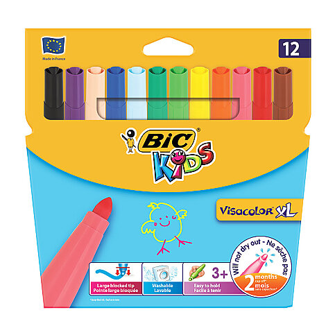 Bic Kids Visa Yıkanabilir Jumbo Keçeli Kalem 12 Renk (829007)(8922233) - 3