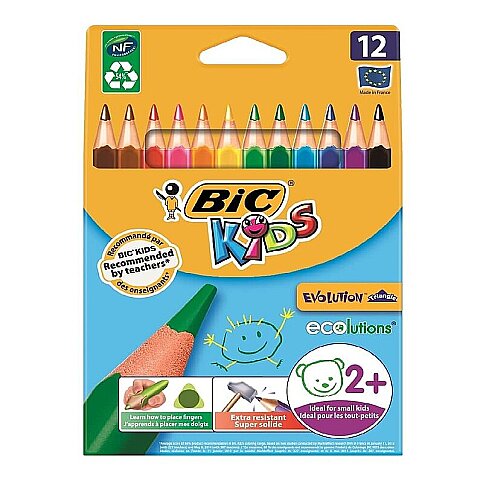 BİC EVOLUTİON JUMBO KURU BOYA 12 RENK (8297356)(82973511) - 1