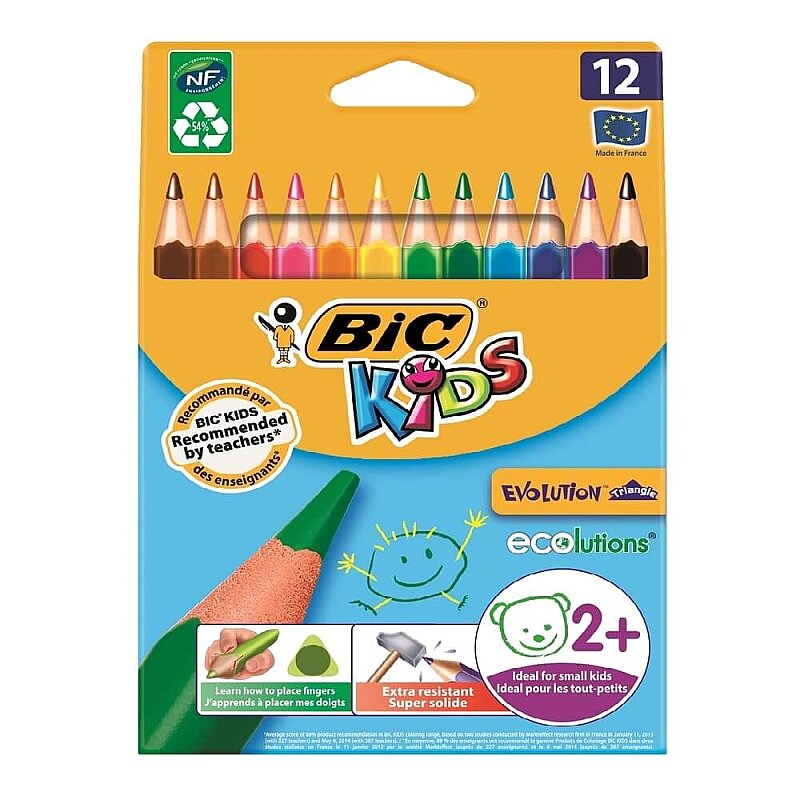 BİC EVOLUTİON JUMBO KURU BOYA 12 RENK (8297356)(82973511)