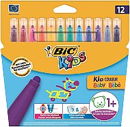 BİC KİDS COULEUR BABY YIKANABİLİR KEÇELİ KALEM 12 RENK (902080)(9020802) - BİC