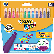 BİC KİDS COULEUR BABY YIKANABİLİR KEÇELİ KALEM 12 RENK (902080)(9020802) - 1